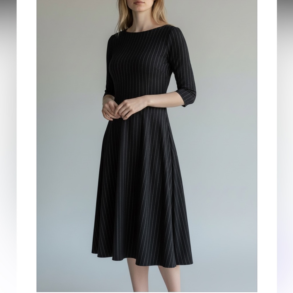 Roberto Collina Dress Womens Small Black & White Stripe Wool Italian Designer